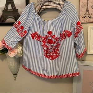 Gianni Bini blouse with red stitching